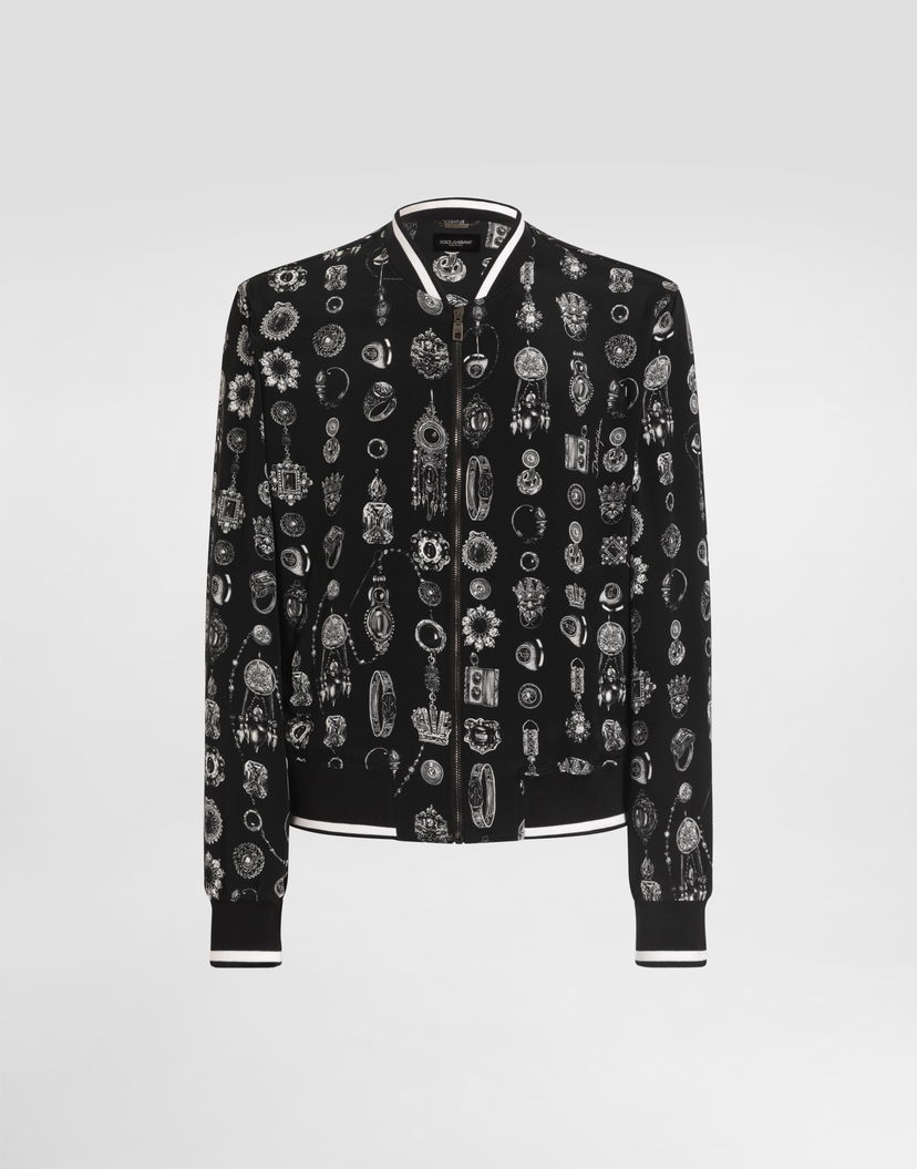 Bomber bunda Dolce & Gabbana Jewel-print Marocain Crêpe Jacket Čierna | G9BLMTIS1ZWHH5QP