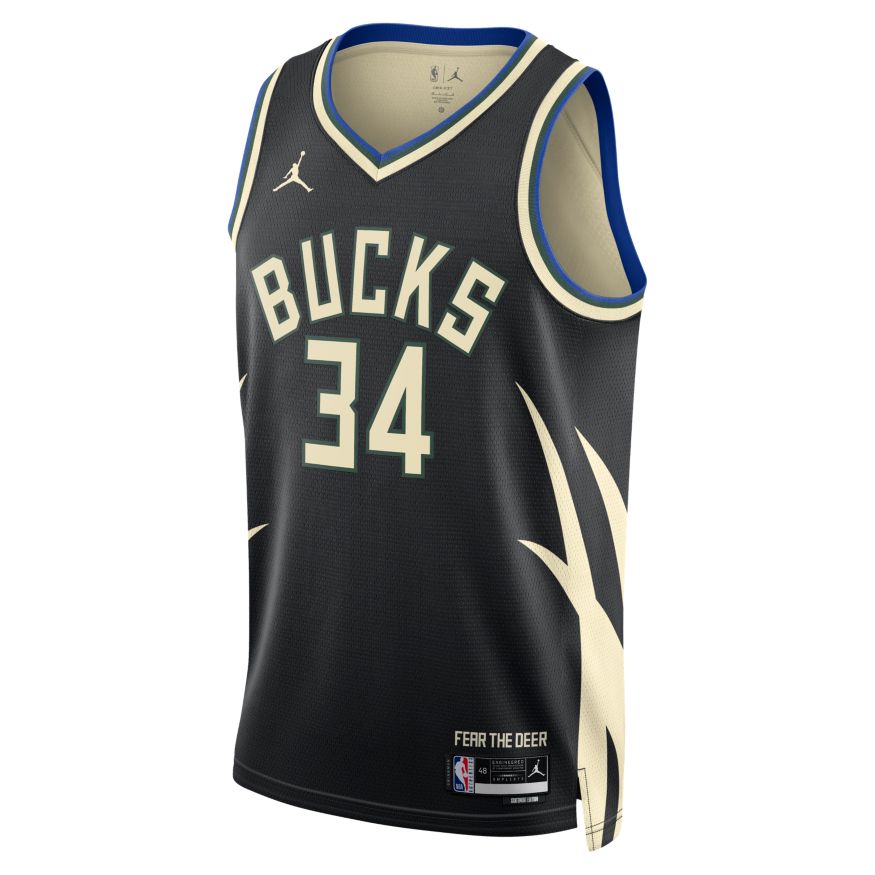 Dres Jordan Dri-FIT NBA Milwaukee Bucks Statement Edition 2022 Swingman Jersey Čierna | DO9533-010, 0