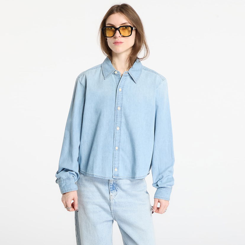 Košeľa CALVIN KLEIN Calvin Klein Jeans Cropped Ls Shirt Modrá | LV047E901G 346