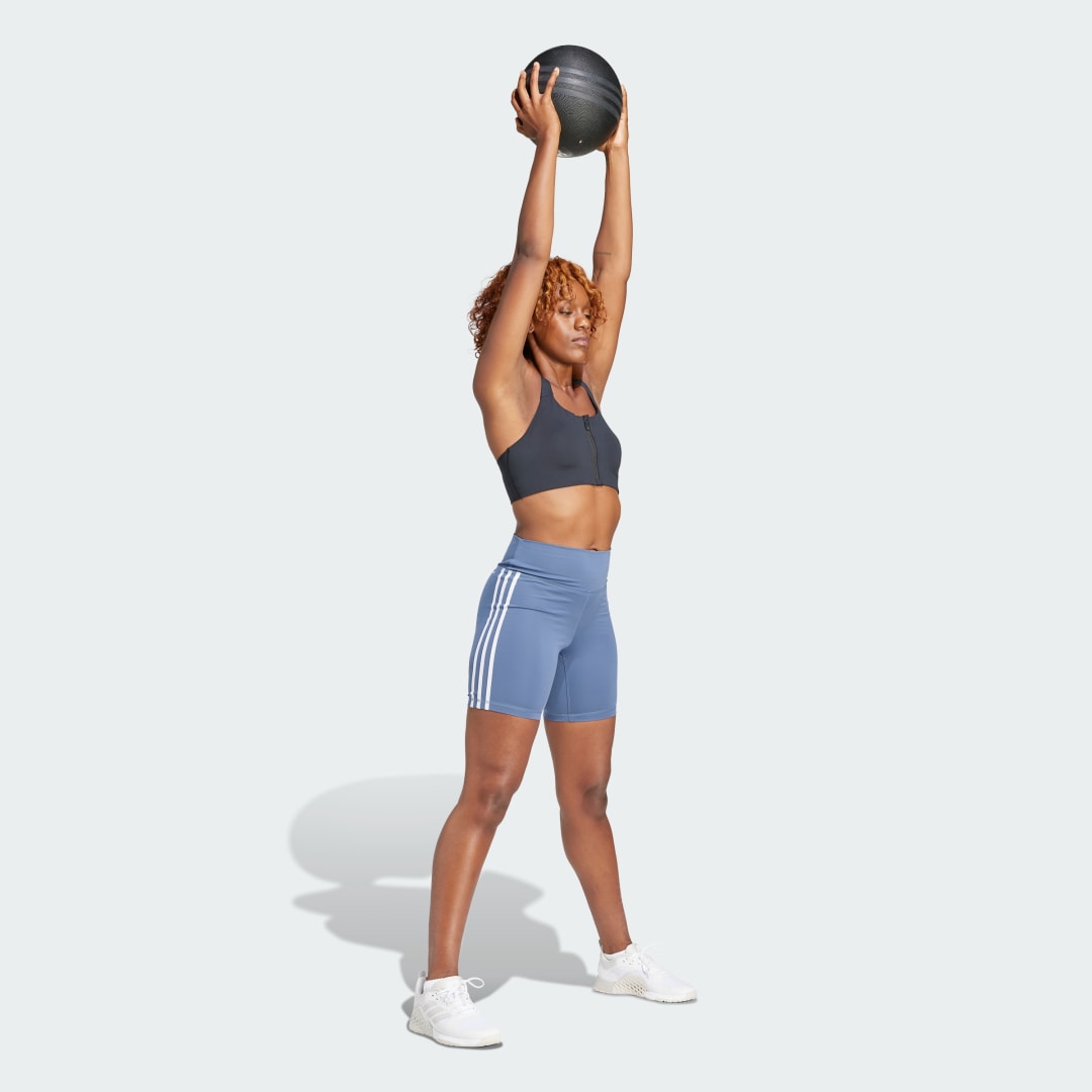 Legíny adidas Performance Training Essentials 3-Stripes High-Waisted Short Modrá | IS4208, 1