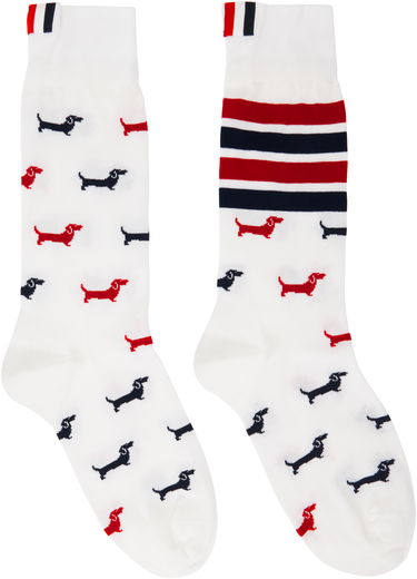 Ponožky Thom Browne Thom Browne Hector Mid Calf Socks with 4-Bar Stripes Biela | MAS200B-Y3012, 0