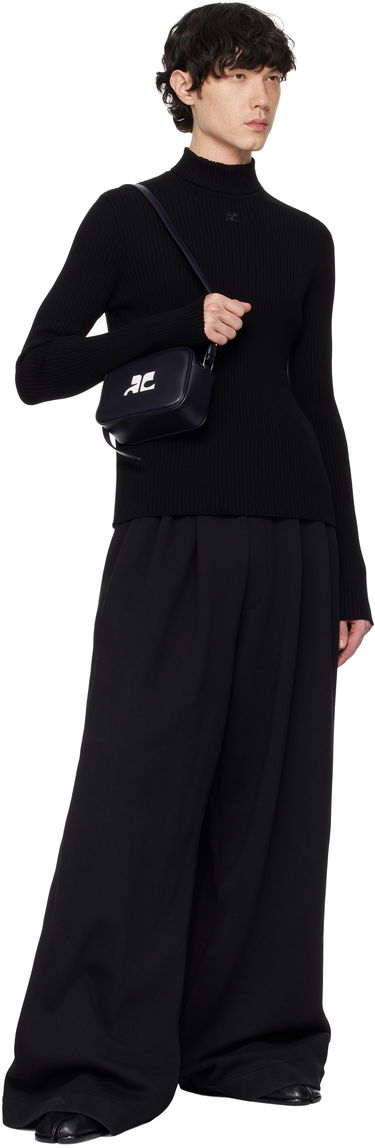 Sveter Courrèges Courrèges Reedition Rib Knit Mockneck Sweater Čierna | PERMPU008FI0001, 3