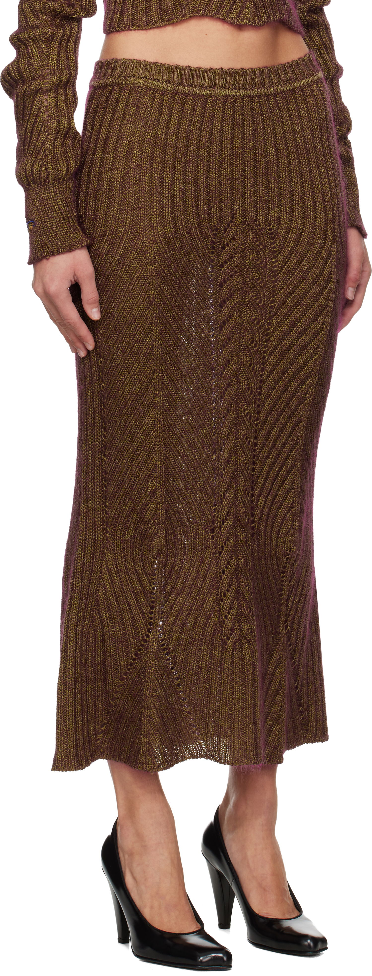 Sukňa Vivienne Westwood Mary Patterned Knitted Maxi Skirt Hnedá | 1802001Z-Y003Z-, 1