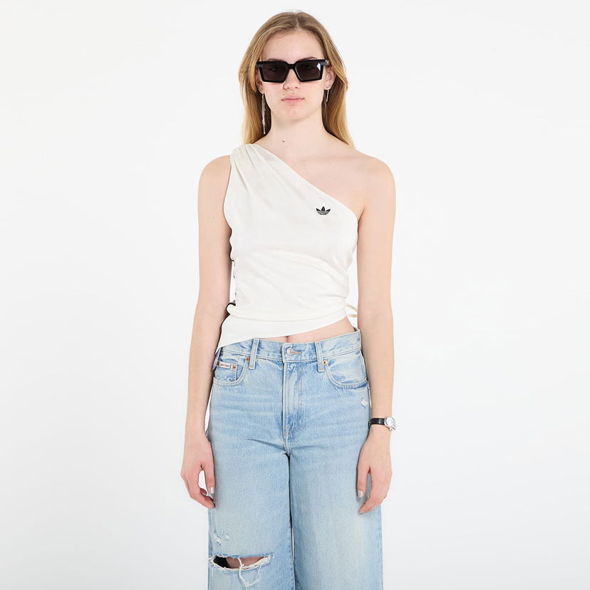Tielko adidas Originals One-shoulder Ruched Top Biela | KC9118