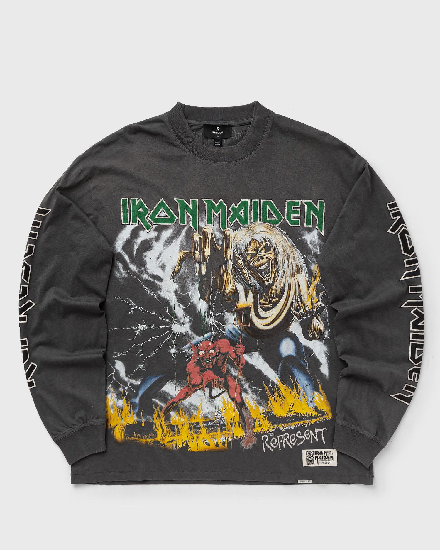 Tričko Represent Clo Iron Maiden x Number of the Beast Long Sleeve T-Shirt Šedá | MLM100582-46, 0