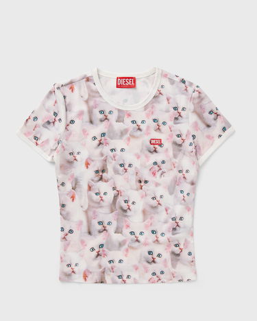 Tričko Diesel Diesel T-Shirt with Kitten Print Biela | A18555-0JLCC-100A, 2
