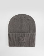 Dolce & Gabbana Ribbed Knit Wool Beanie with Embossed Logo Patch