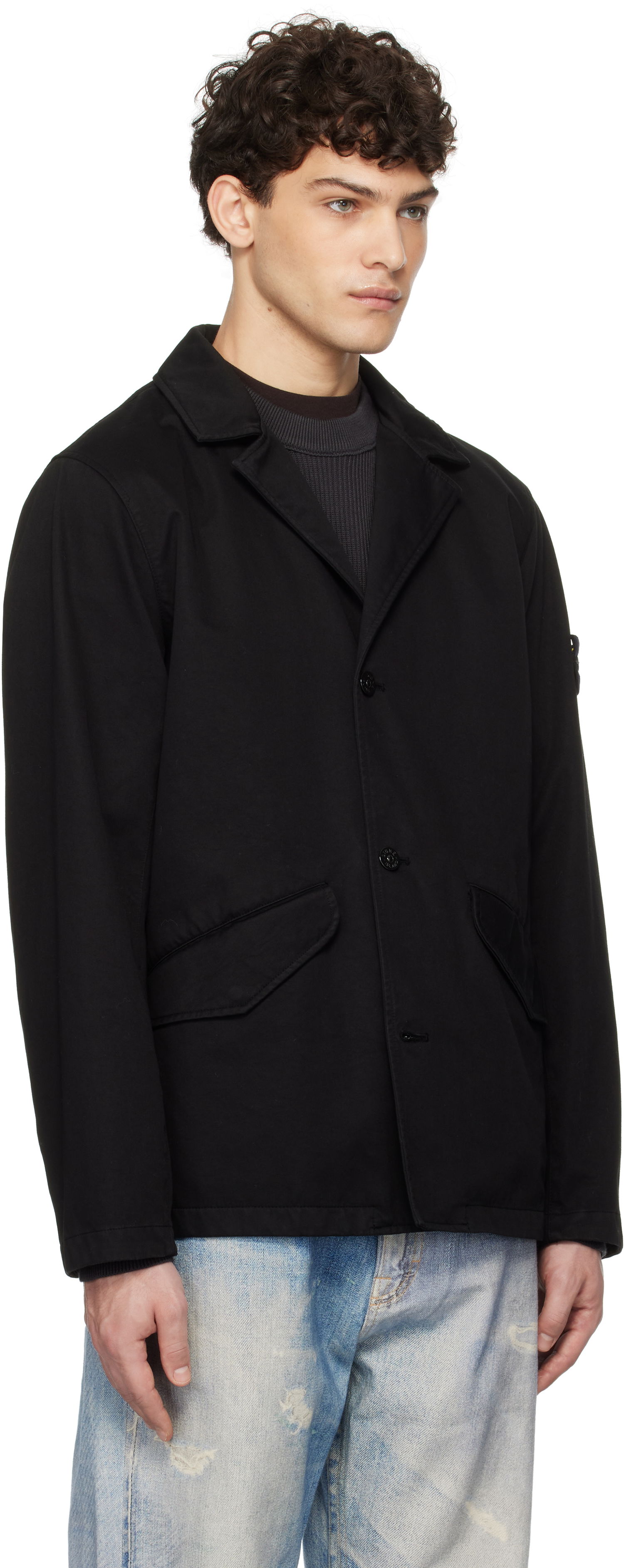 Bunda Stone Island Stone Island Organic Cotton Garment Dyed Blazer Čierna | K1S15 A100003 S0034, 1