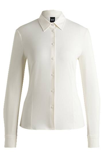 Košeľa BOSS Slim Fit Cotton Jersey Blouse Biela | 50531518, 0