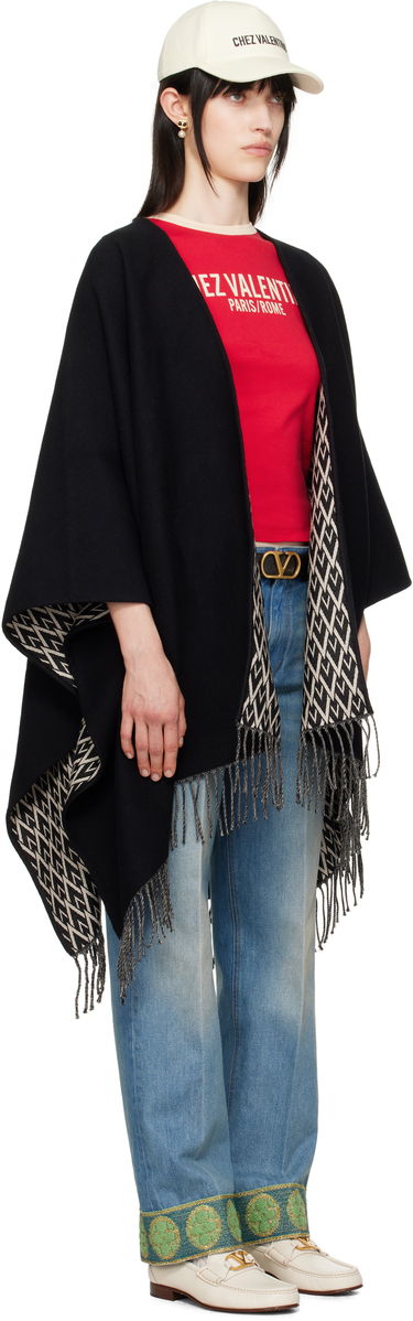 Crop Top Valentino Valentino Garavani Double Toile Iconographe Fringed Cape Červená | 6W2EG019LJX, 1