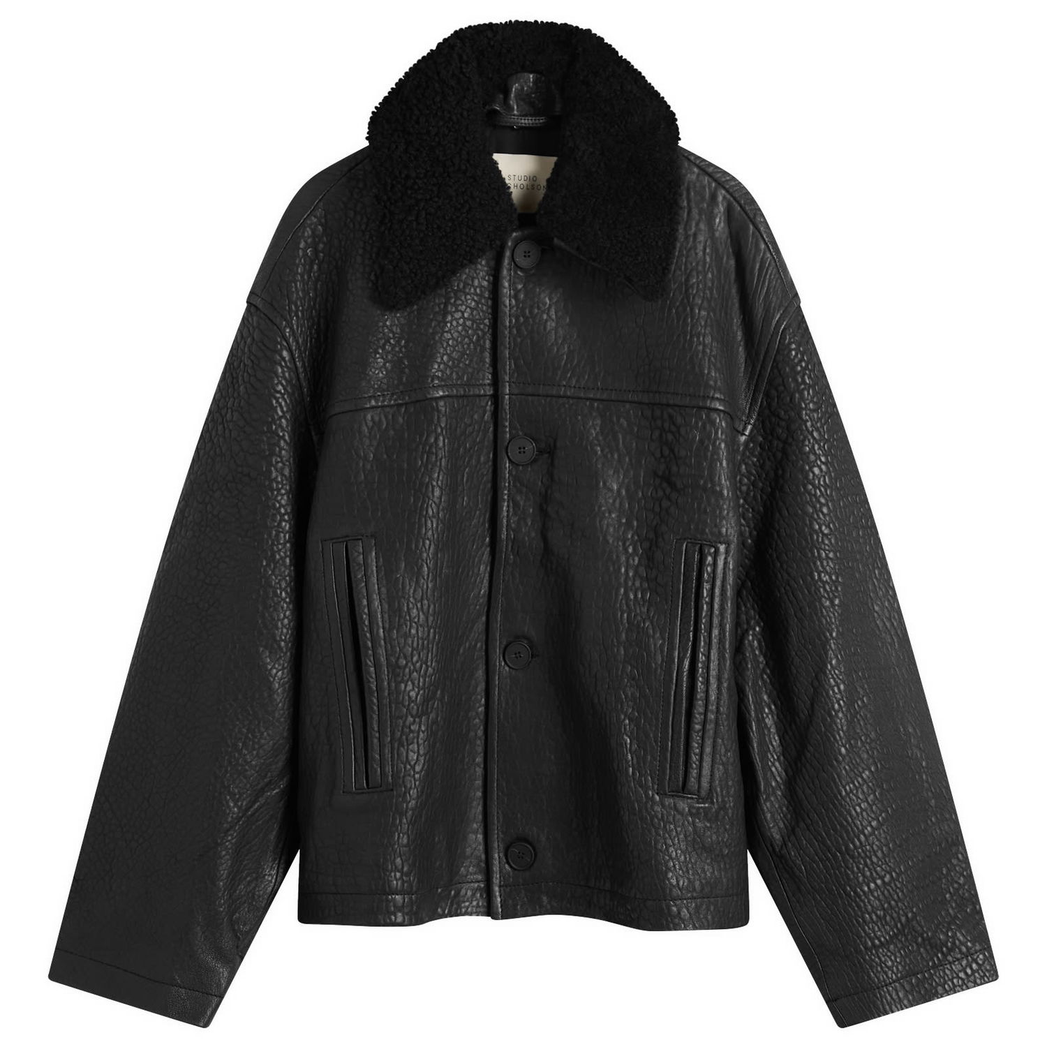 Bunda Studio Nicholson Studio Nicholson Shearling Collar Jacket, Size Large Čierna | DELSNM-1405-BLK, 1