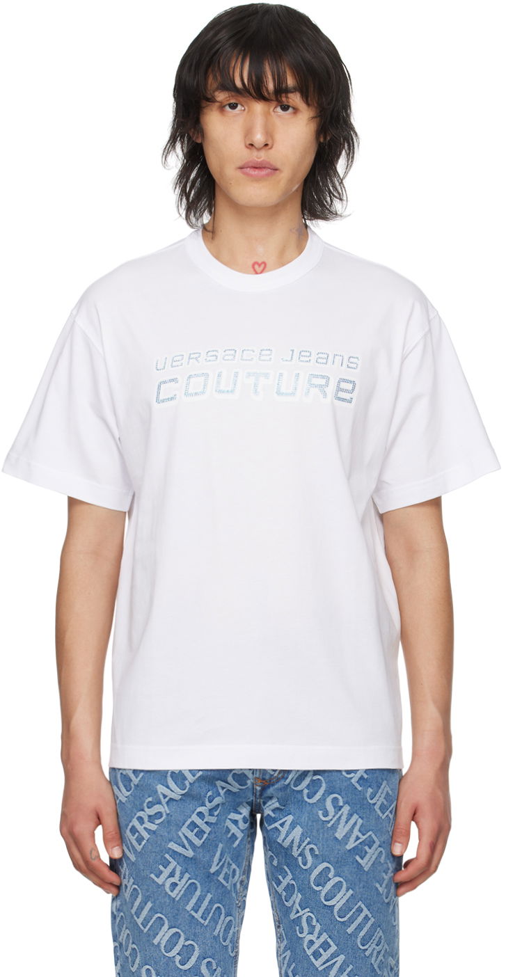 Tričko Versace Jeans Couture Appliqué T-Shirt Biela | E76GAHC03_ECJ01C, 0