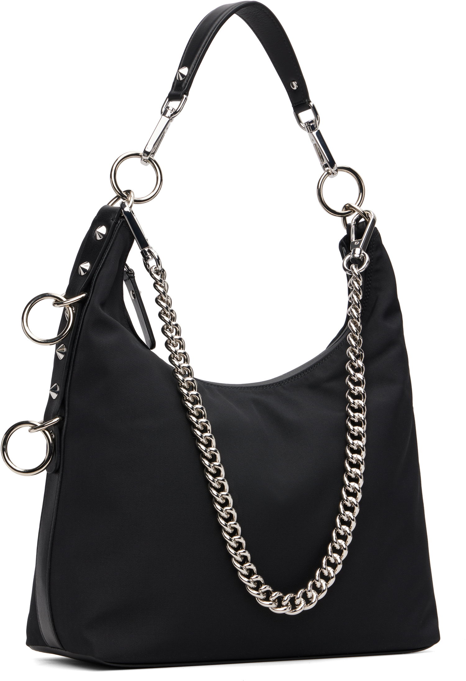 Kabelka R13 Small Chain-Link and Studded Hobo Bag Čierna | R13WA062-A010, 1