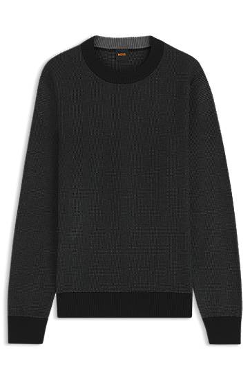 Sveter BOSS Cotton-blend sweater with two-tone structure Čierna | 50548673