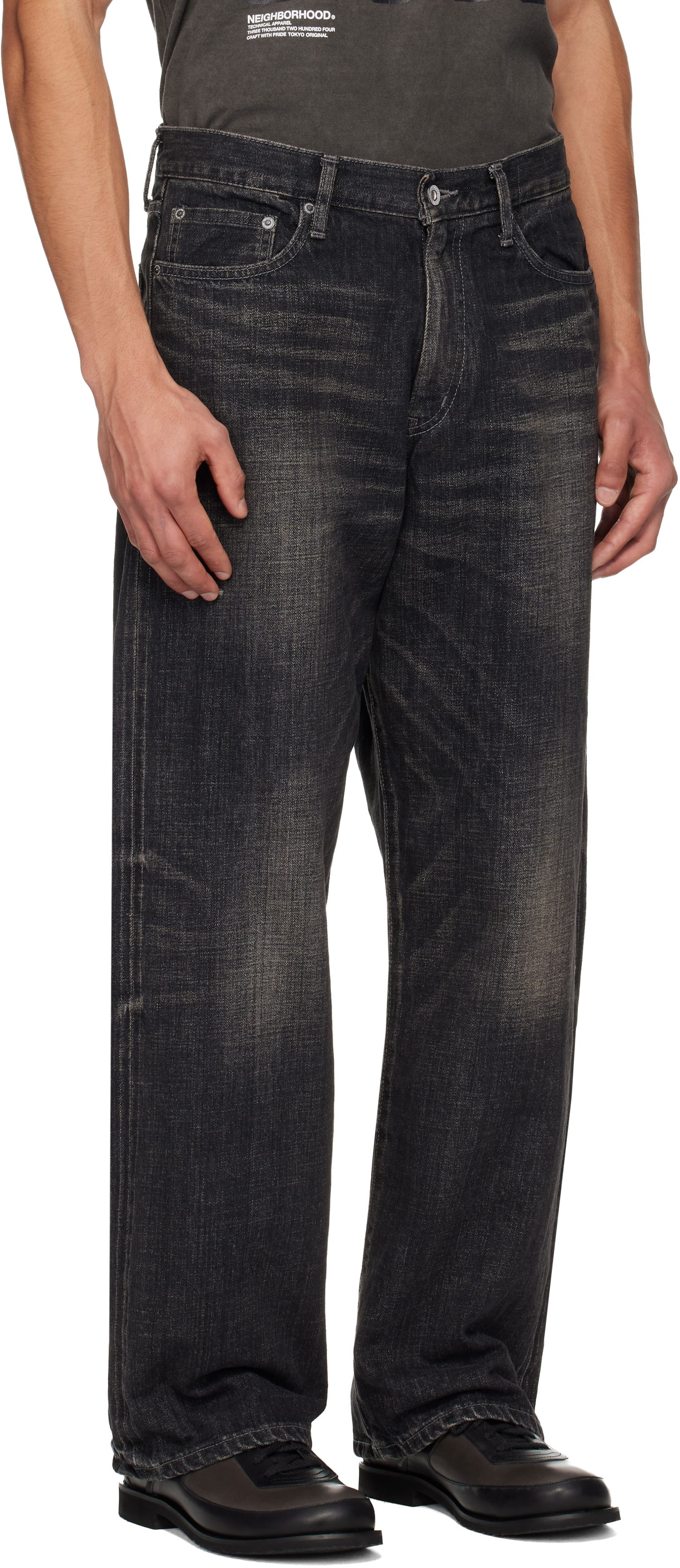 Džínsy Neighborhood Washed Denim DP Wide Jeans Čierna | 252XBNH-PTM04, 1