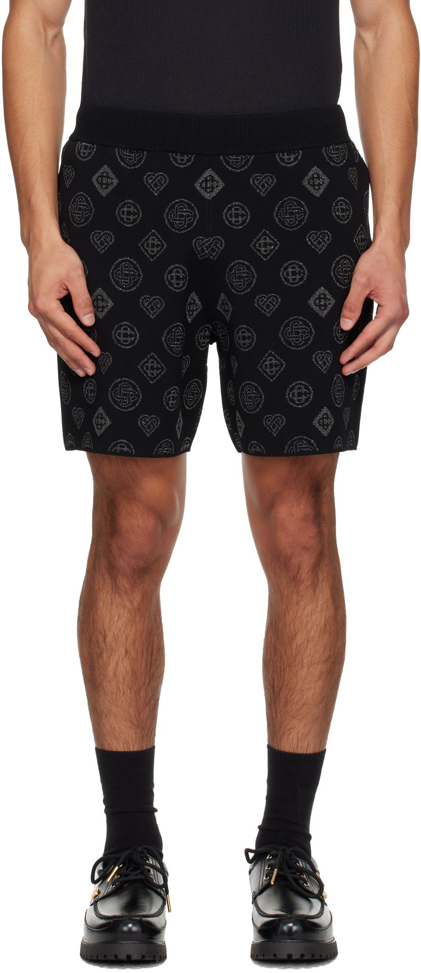 Šortky Casablanca City Jacquard Shorts Čierna | M-AW25-KW-1107-01
