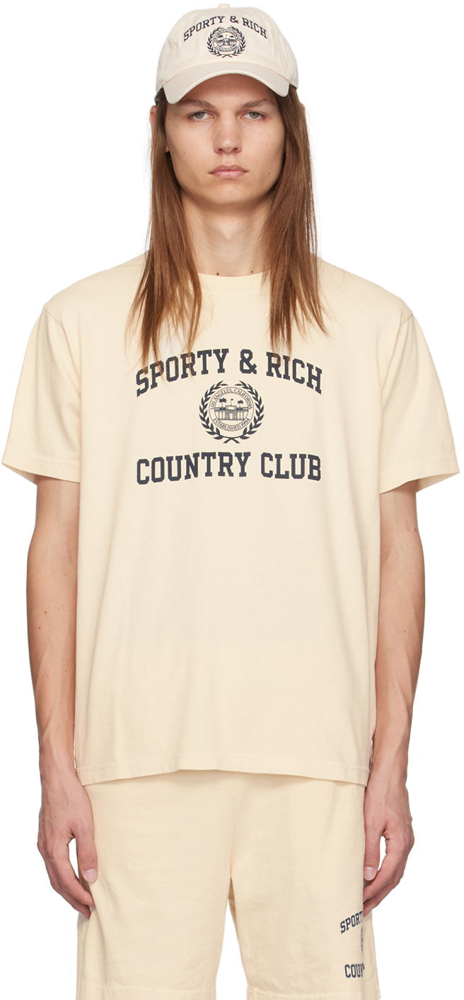Tričko Sporty & Rich Varsity Crest T-Shirt Béžová | TO042S409VC, 0