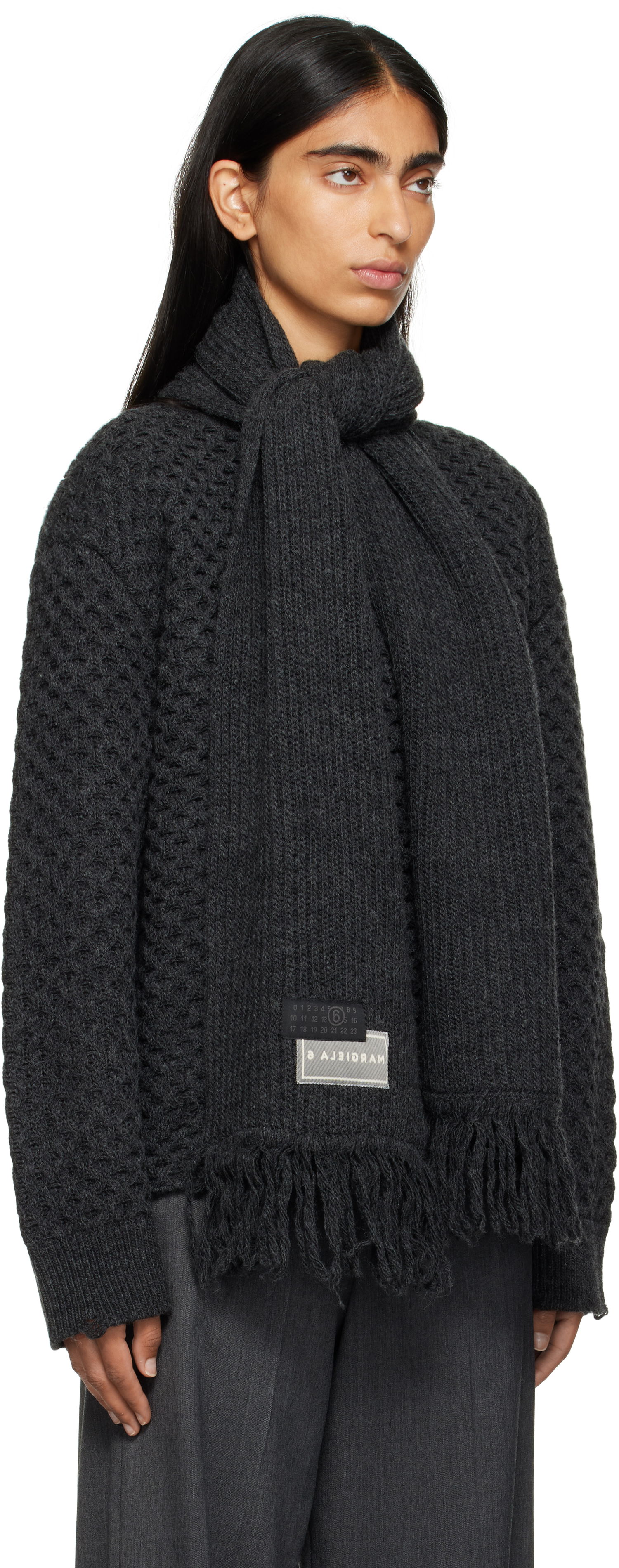 Sveter Maison Margiela MM6 Maison Margiela Knit Sweater with Scarf Šedá | S52HL0049 M13132, 1