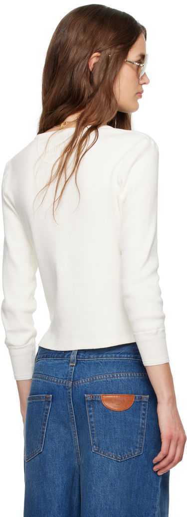 Sveter CHLOÉ Chloé Cotton Jersey Henley T-Shirt Biela | CH25UJH14180, 2