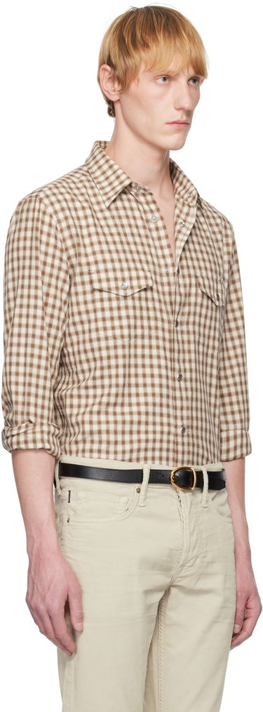 Košeľa Tom Ford TOM FORD Small Check Western Shirt Hnedá | HDS001-FMC202S25, 1