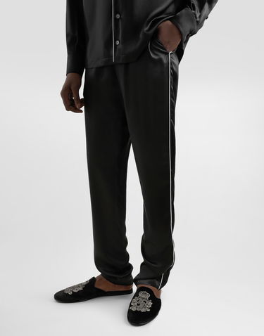 Pyžamo Dolce & Gabbana Silk Pajama Pants with Logo Embroidery Čierna | GVCRAZFU1AUN0000, 3