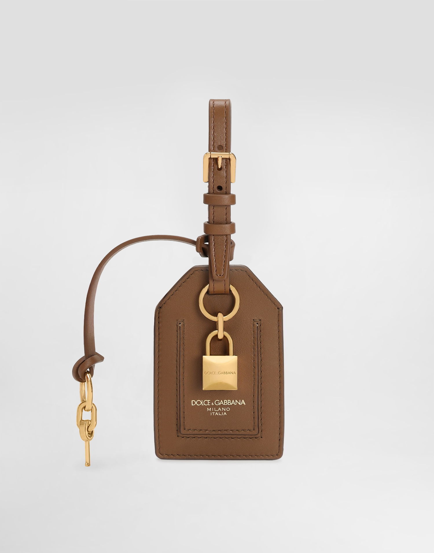 Kľúčenka Dolce & Gabbana Dolce & Gabbana Calfskin Luggage Tag with Padlock Hnedá | BI3417A9S258Z093, 0