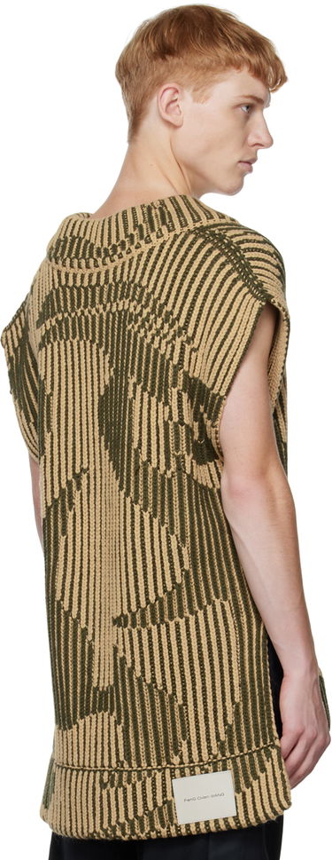 Sveter Feng Chen Wang Feng Chen Wang Jacquard Oversized V-Neck Vest Béžová | FUF14KT06, 2