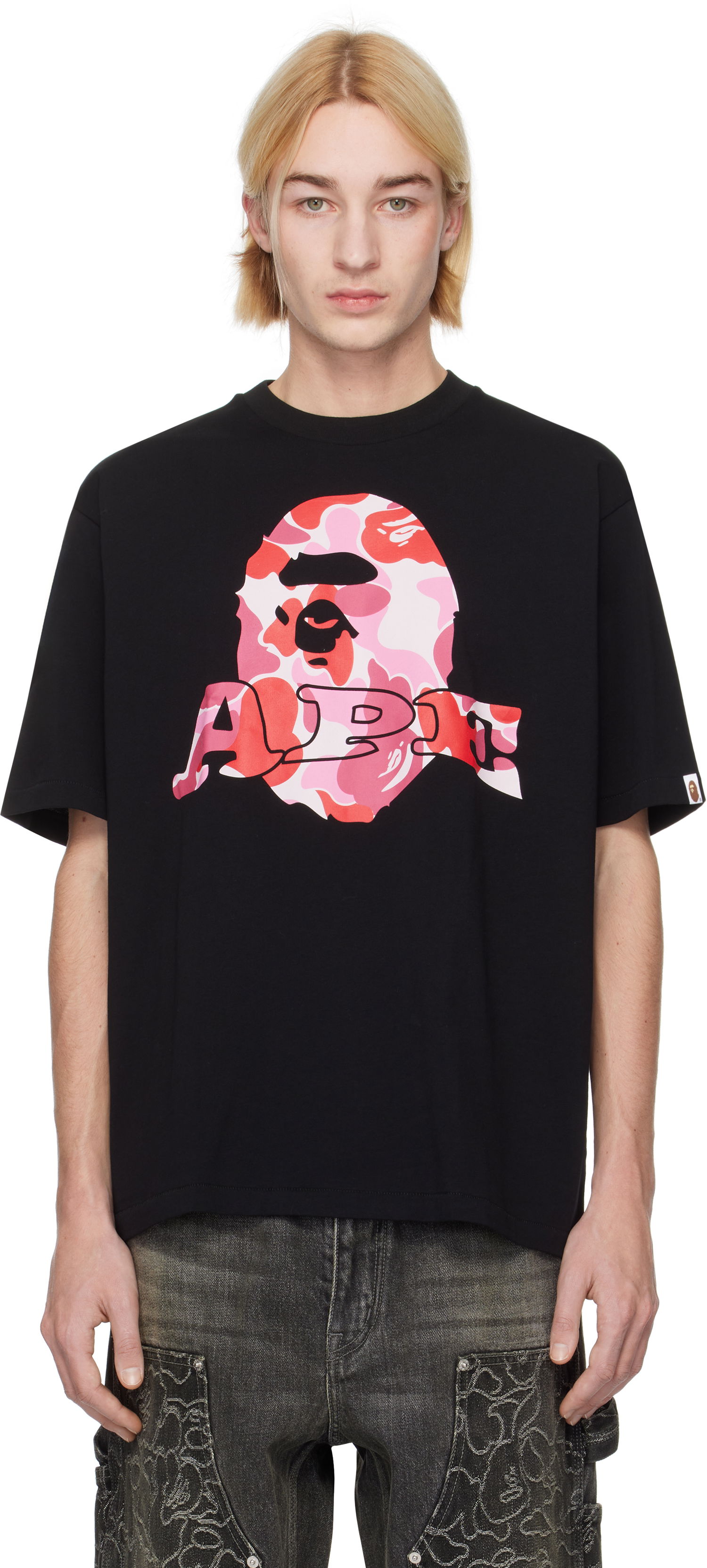 Tričko BAPE Camo Ape Head Relaxed Fit T-Shirt Čierna | 001TEK801333M, 0