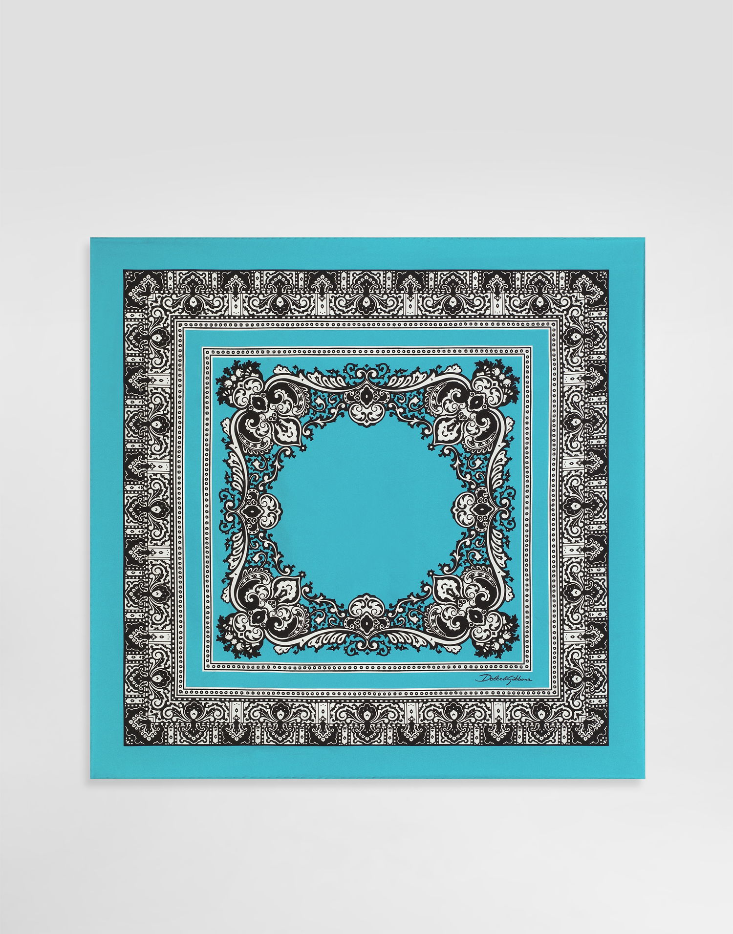 Šál Dolce & Gabbana Dolce & Gabbana Silk Print Scarf Tyrkysová | GQ348EG0TIHHT5IK, 0