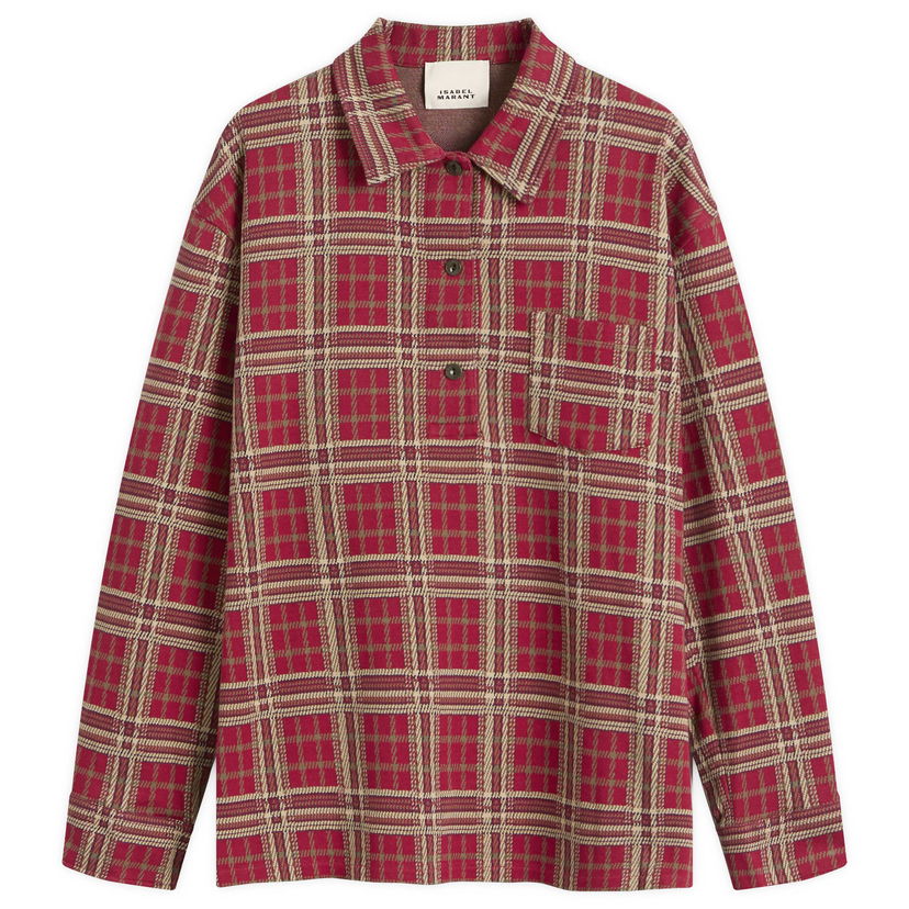 Košeľa ISABEL MARANT Isabel Marant Bruna Check Shirt, Size Medium Červená | 25HCH0261FA-C4K01I-70RD