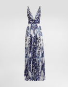 Dolce & Gabbana Majolica-Print Pleated Chiffon Dress