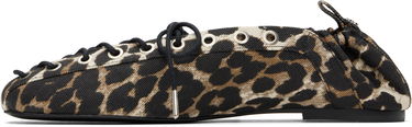 Oblečenie GANNI GANNI Printed Denim Lace-Up Ballerina Flats Hnedá | S2961, 2