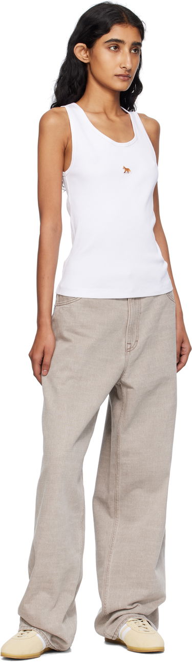 Tielko MAISON KITSUNÉ Maison Kitsuné 'Baby Fox' Ribbed Tank Top Biela | PW00623KA0033, 3