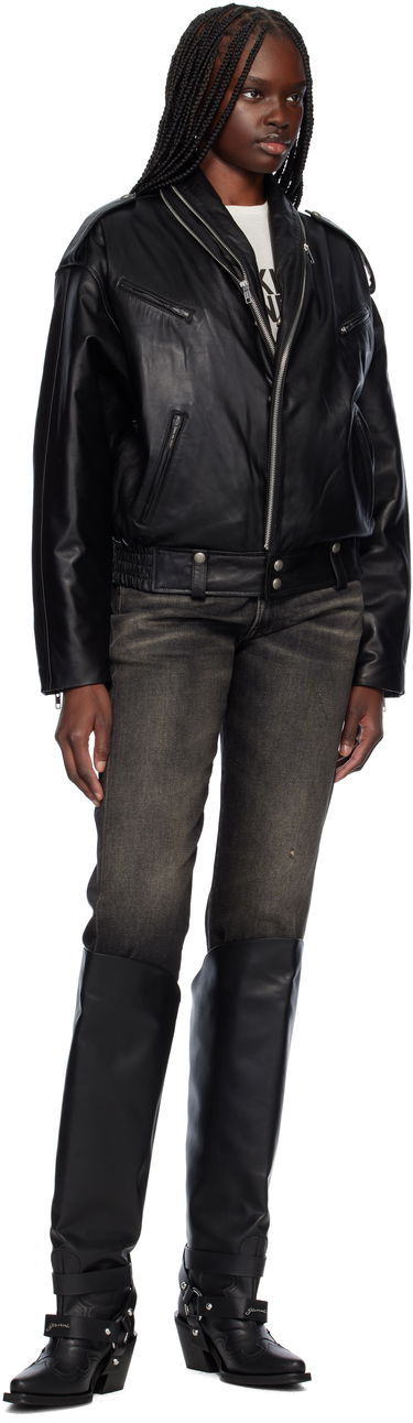 Bomber bunda R13 R13 Zip Collar Motorcycle Leather Jacket Čierna | R13WR344-R450B, 3
