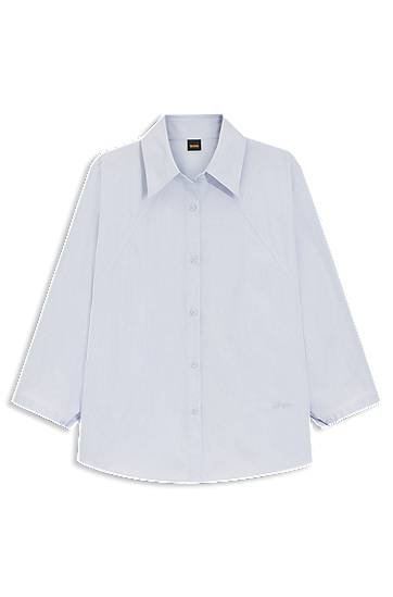 Košeľa BOSS Relaxed-fit cotton poplin blouse with kimono sleeves Modrá | 50553519