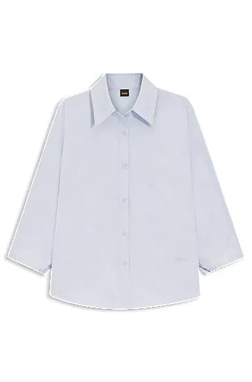 Košeľa BOSS Relaxed-fit cotton poplin blouse with kimono sleeves Modrá | 50553519, 0