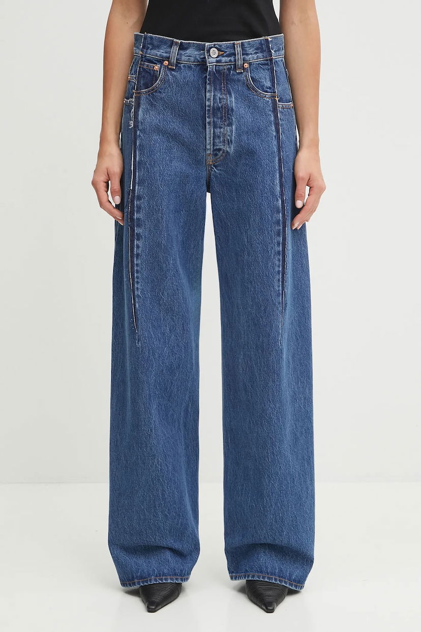 Džínsy VETEMENTS VETEMENTS Cut Reconstructed High-Waisted Wide-Leg Jeans Modrá | UH76DP460MB3