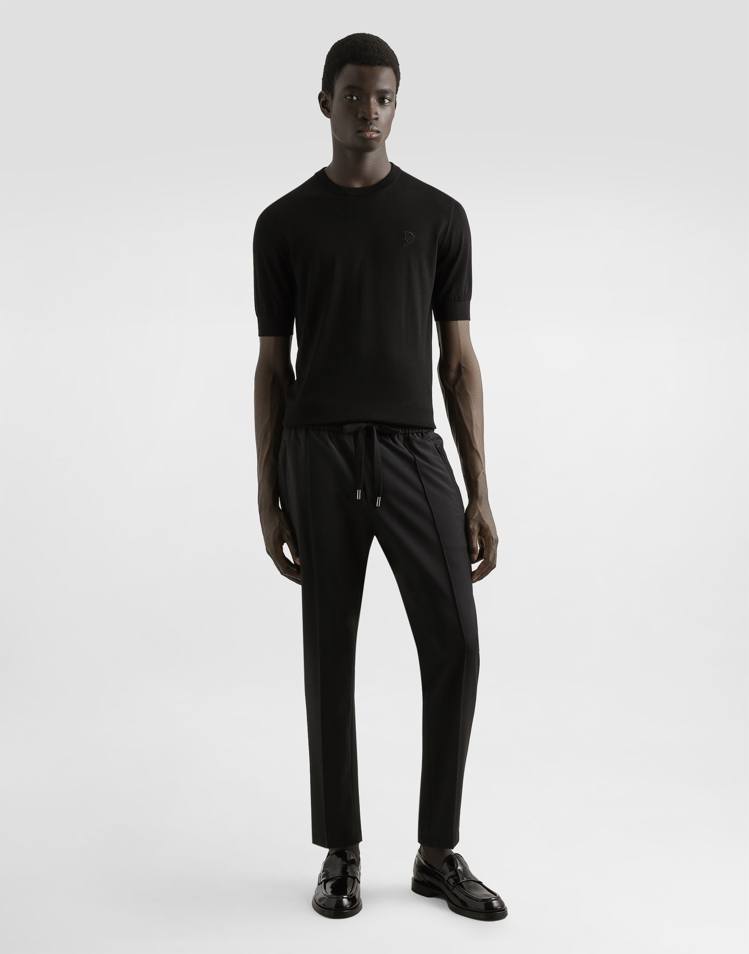Sveter Dolce & Gabbana Dolce & Gabbana Silk Round-Neck Sweater with DG Embroidery Čierna | GXX03ZJBSK3N0000, 1