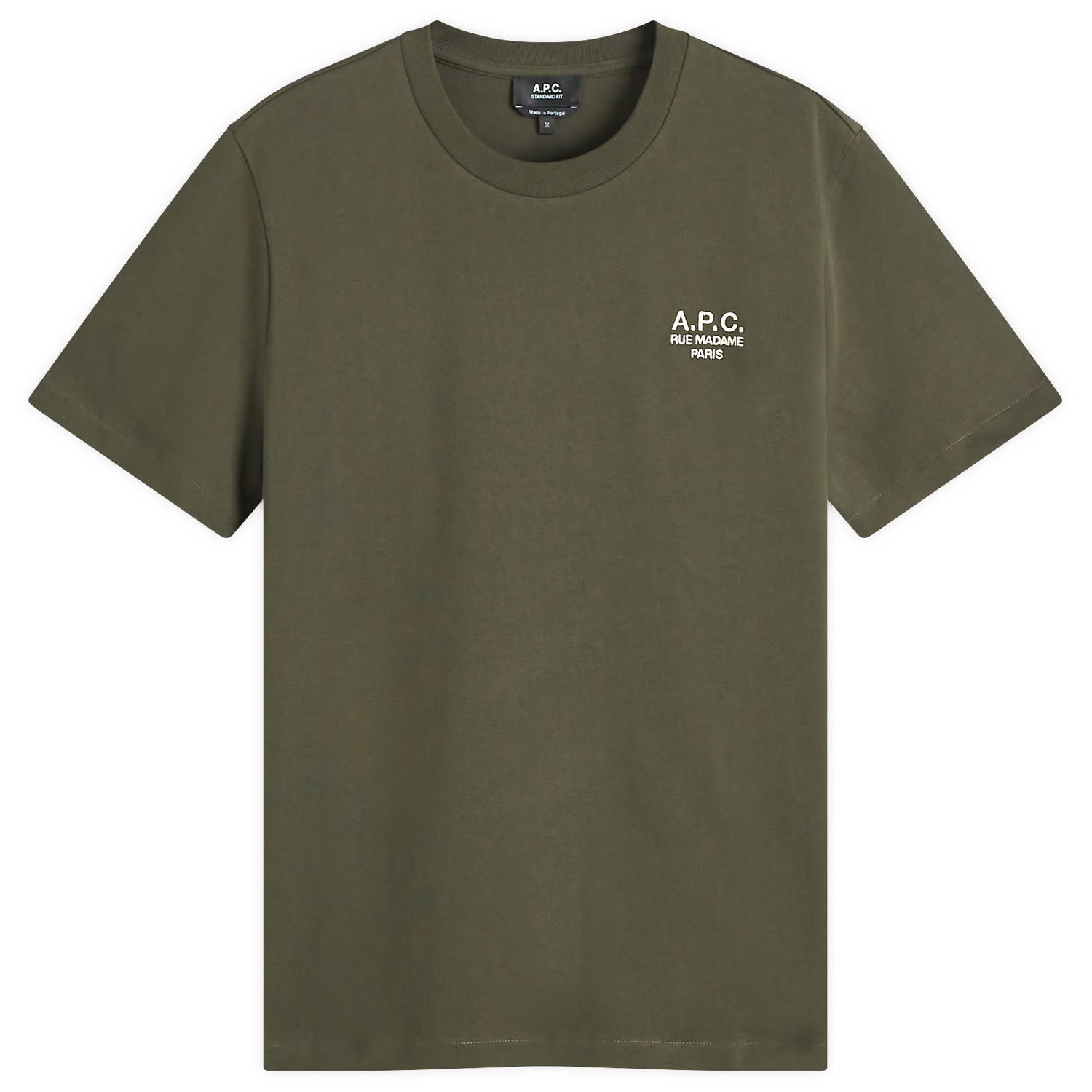 Tričko A.P.C. Logo T-Shirt Military Khaki/Ecru, Size Large Zelené | COHBU-M26388-TJK, 1