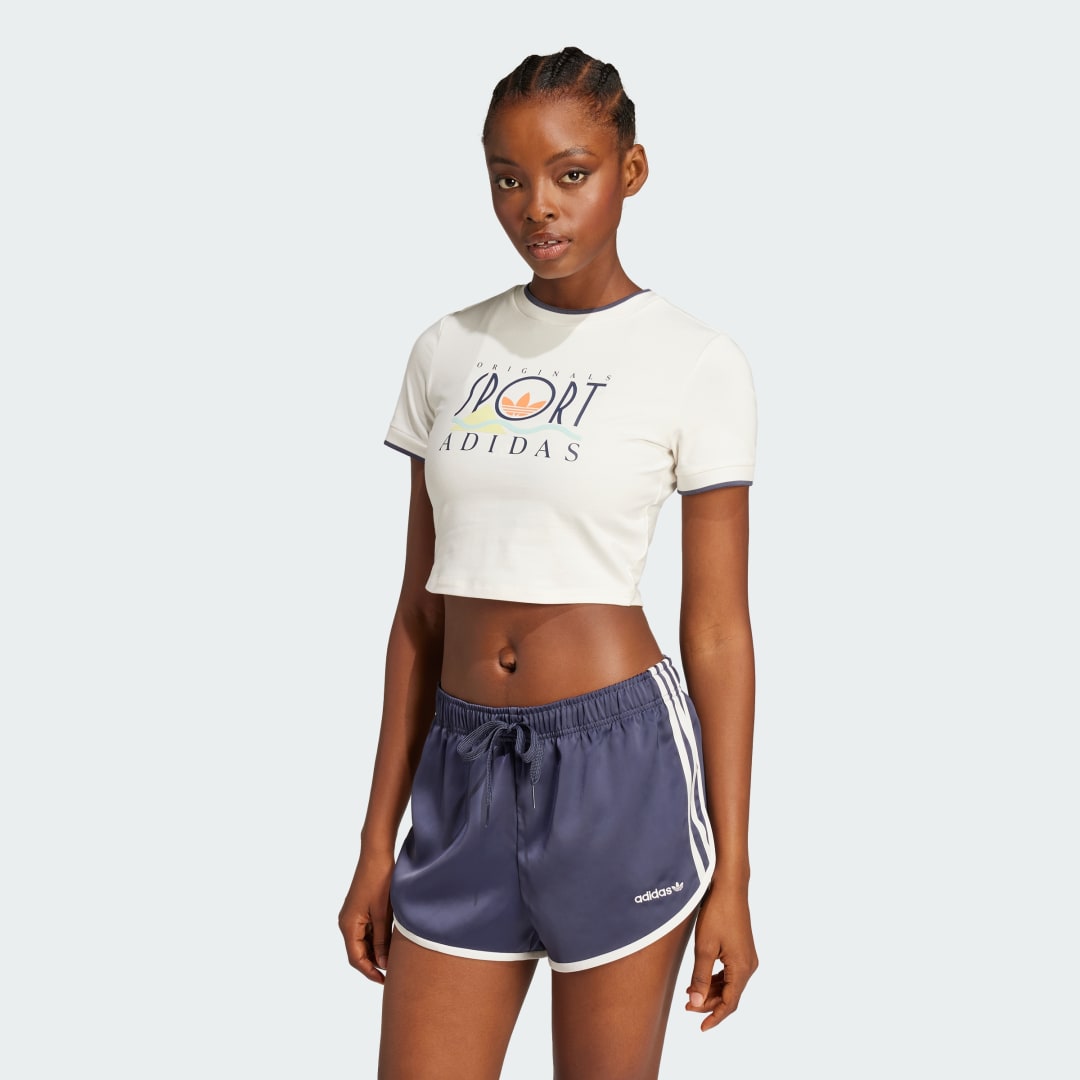 Crop Top adidas Performance Sport Graphic Cropped Tee Béžová | JC7763, 0