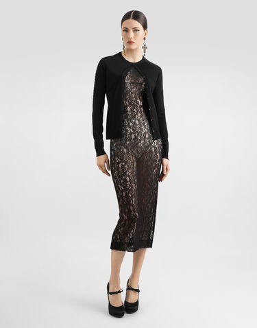 Šaty Dolce & Gabbana Dolce & Gabbana Floral Lace Calf-Length Dress Čierna | F6TUSTFLUCNN0000, 1