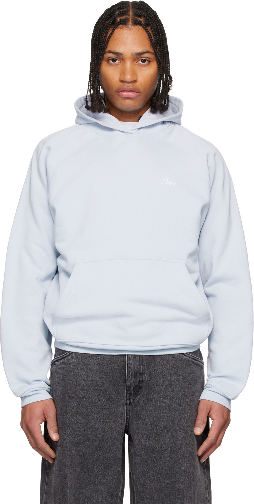 Mikina Dime Cursive Small Logo Hoodie Modrá | DIMEHO2545GRY