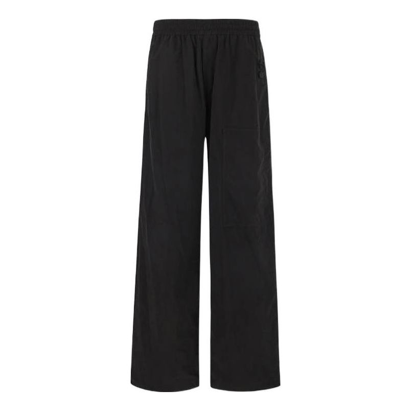 Solid Color Elastic Waistband Straight-Leg Casual Pants