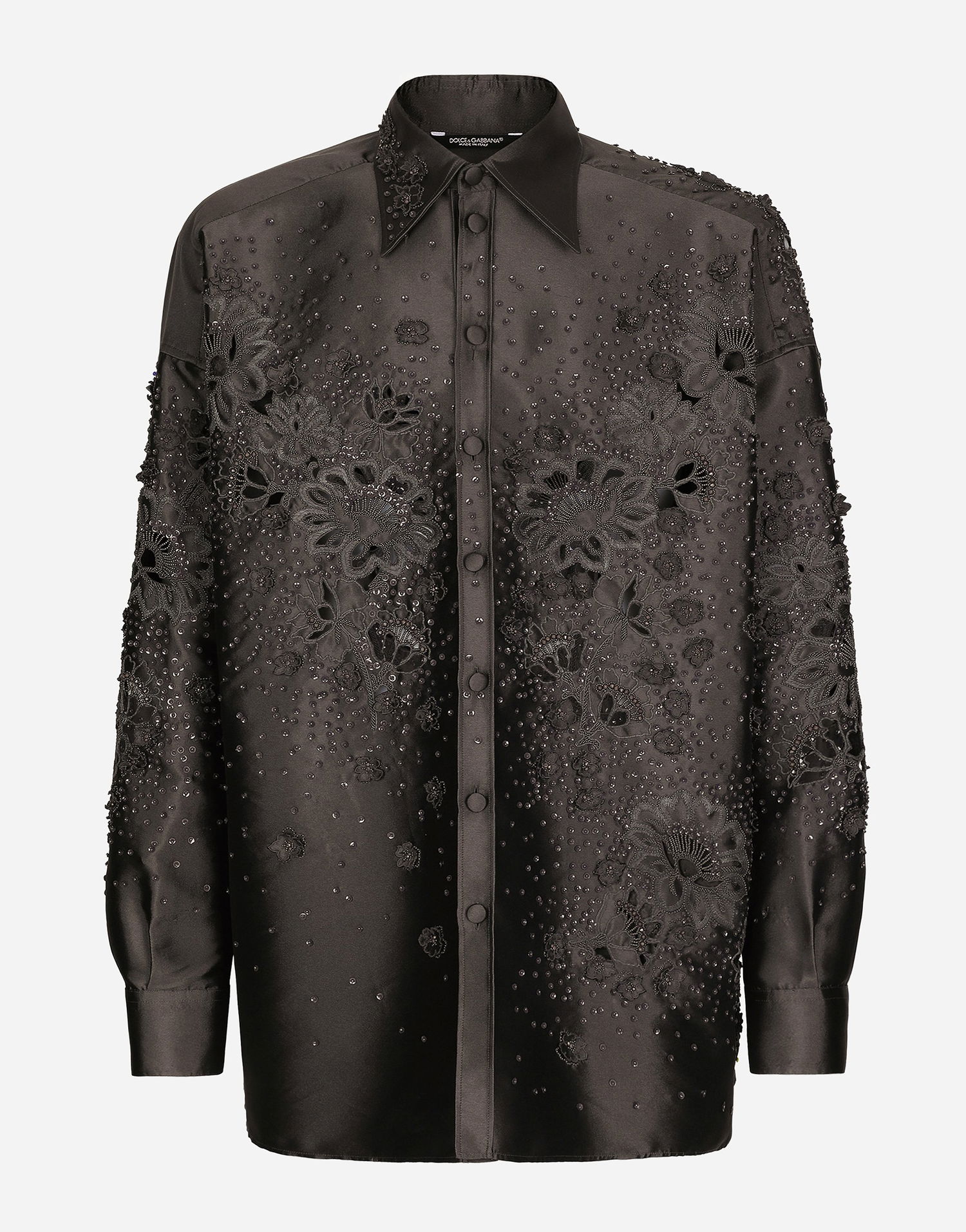 Košeľa Dolce & Gabbana Silk Shirt With Embroidery Hnedá | G5JF6ZGH638S9000, 0