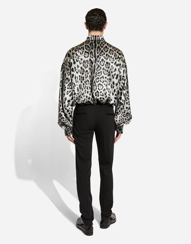 Košeľa Dolce & Gabbana Silk Shirt Leopard-print Šedá | G5MG0TIS1WTHI13N, 2