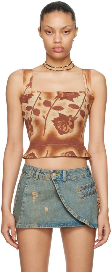 Tielko Miaou Miaou Imogene Rose Print Tank Top Hnedá | 7023WOSSRO, 0