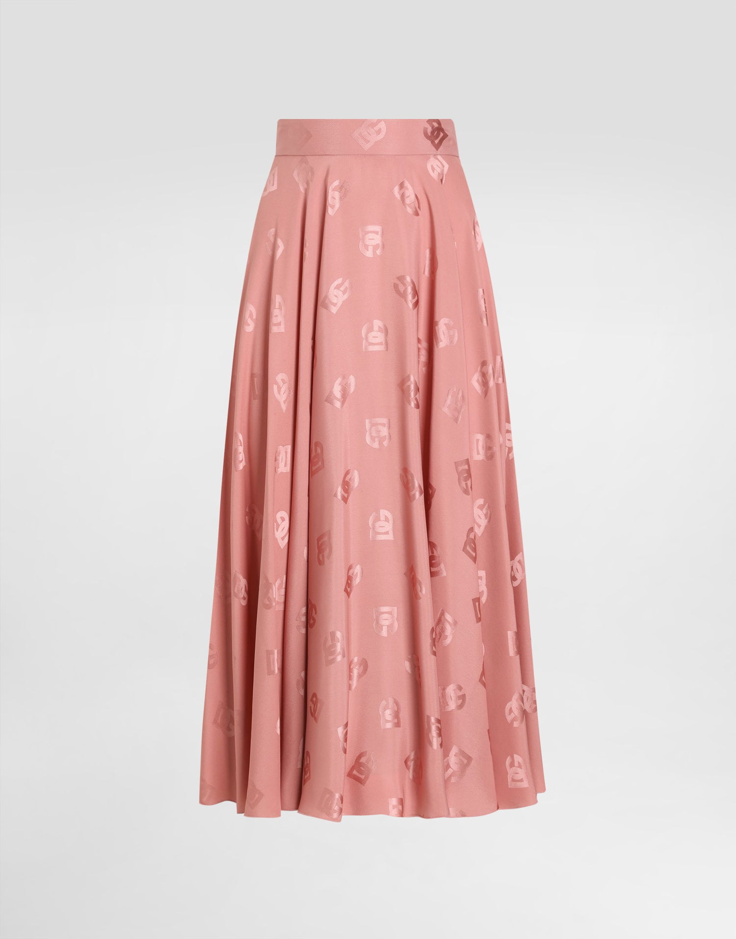 Sukňa Dolce & Gabbana Dolce & Gabbana Silk Jacquard Calf-Length Circle Skirt with DG Logo Ružová | F4CSOTFJ1JOF0473, 0