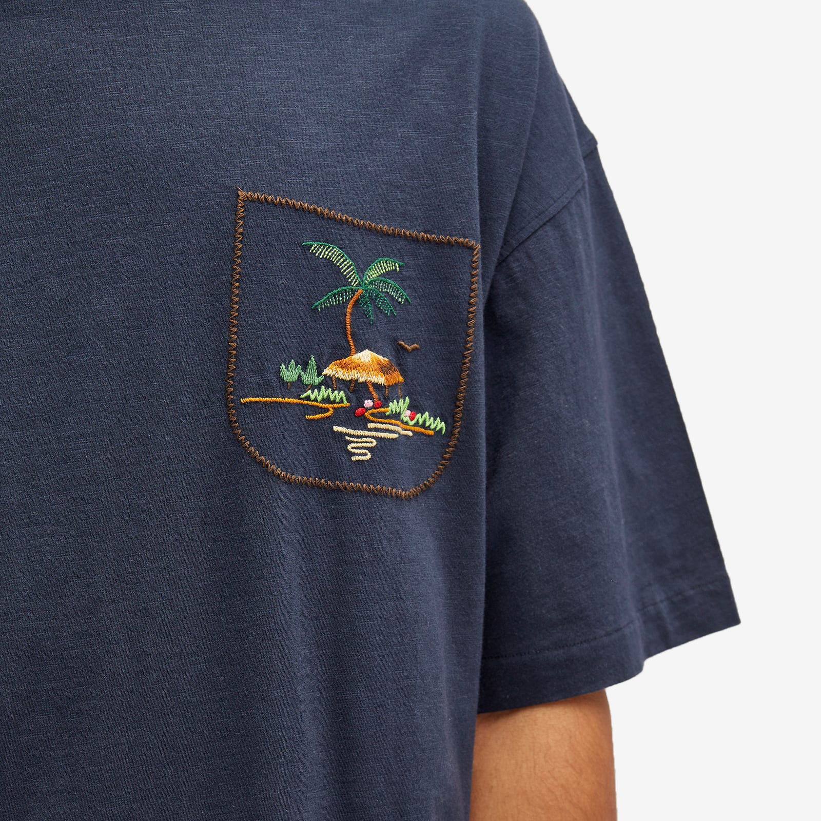 Embroidered Triple T-Shirt with Pocket