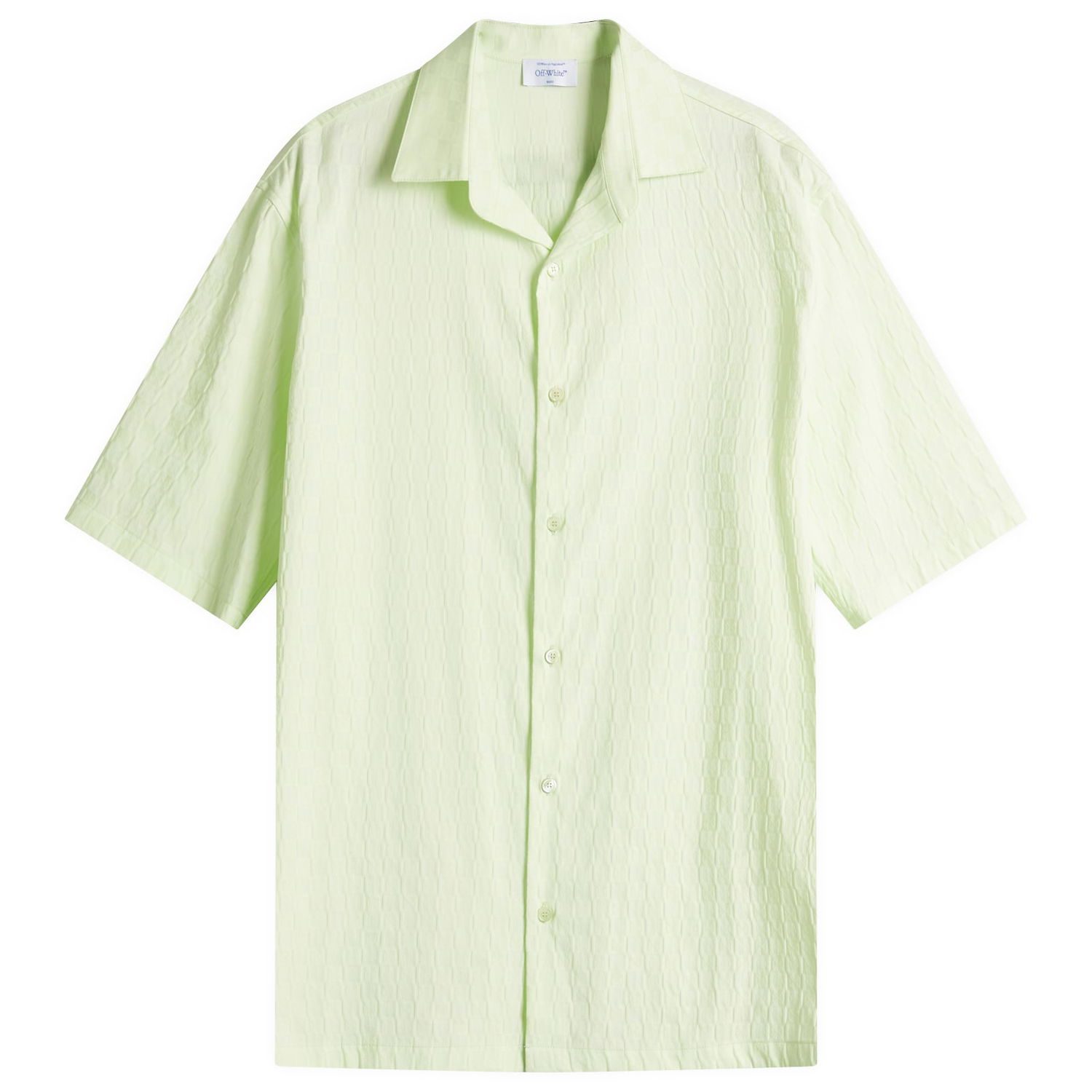 Košeľa Off-White Off-White Men's Damier Jacquard Bowling Shirt, Size Small Zelené | OMGG013S25FAB0041400, 0