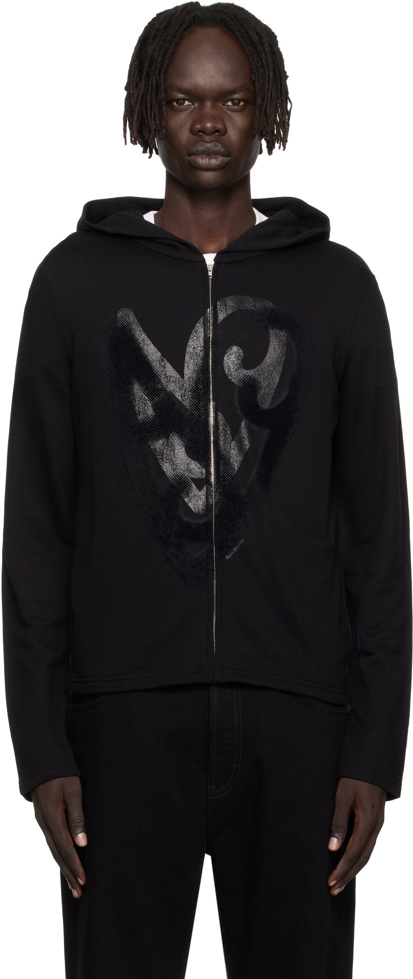 Mikina Acne Studios Acne Studios Heart Logo Zip Hoodie Čierna | CI0201-